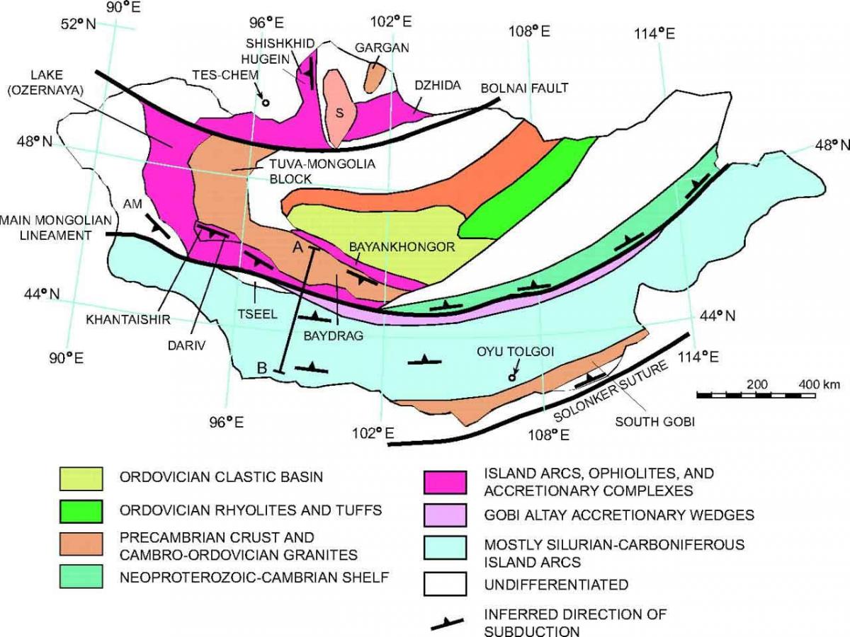 map of geological map of Mongolia