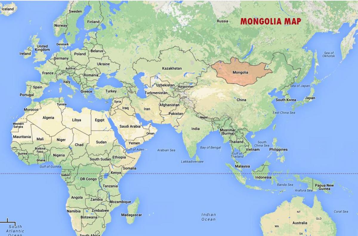 world map showing Mongolia