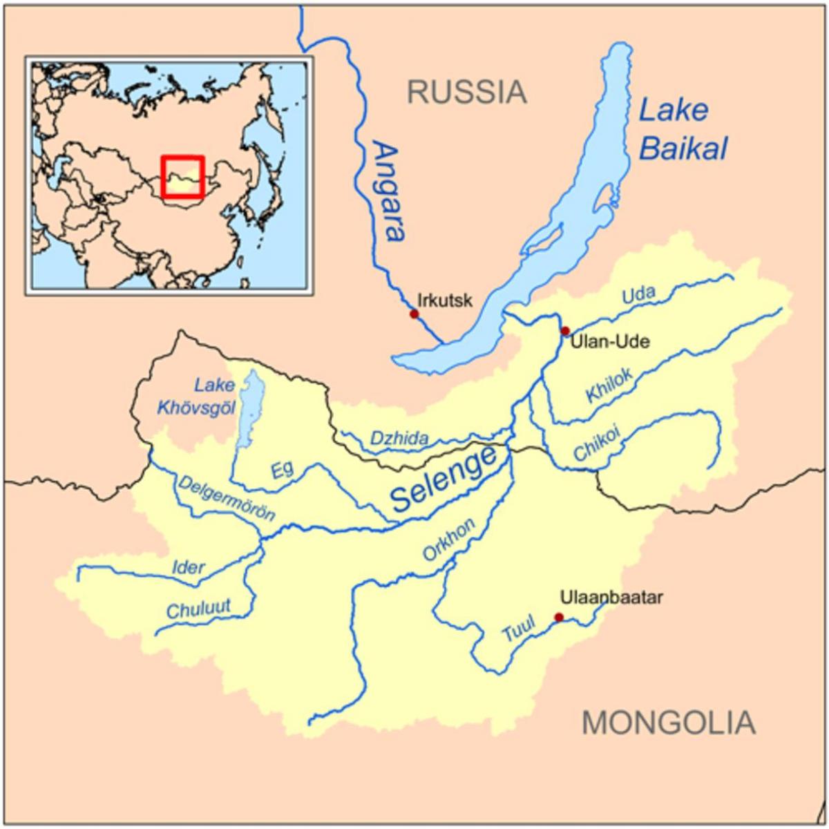 map of Mongolia river