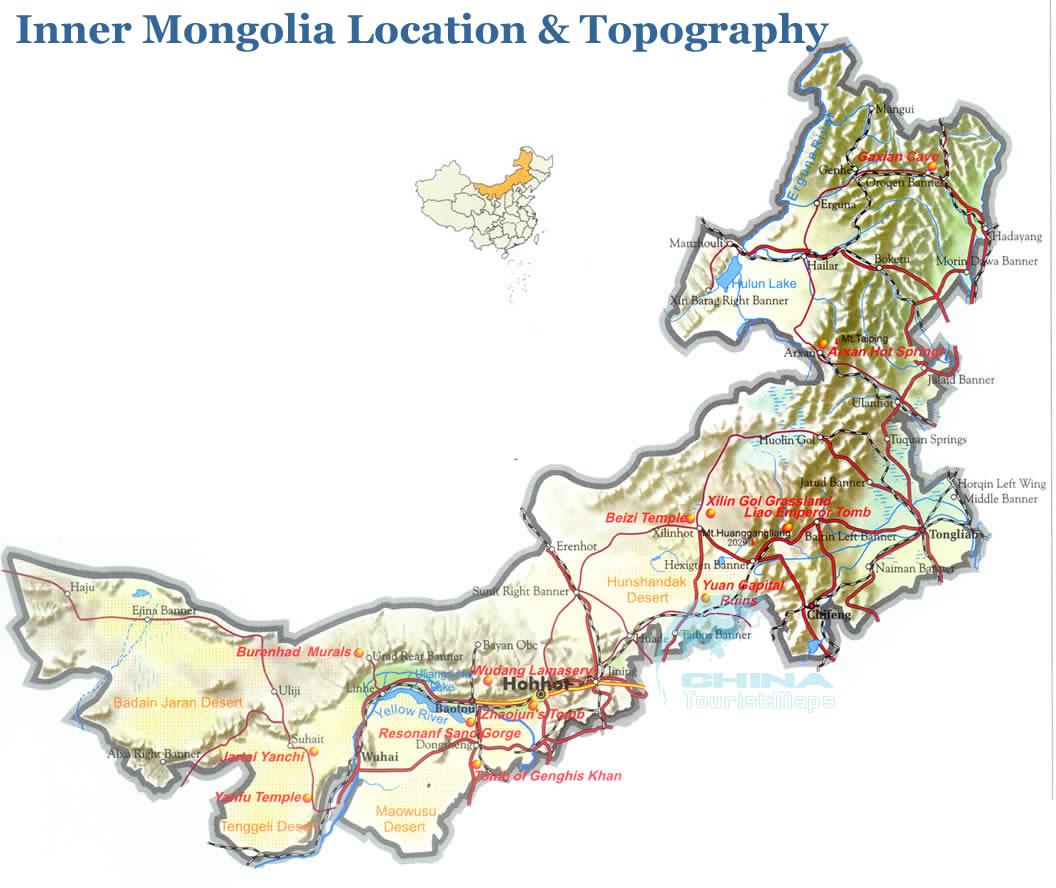 Inner Mongolia map - Outer Mongolia map (Eastern Asia - Asia)