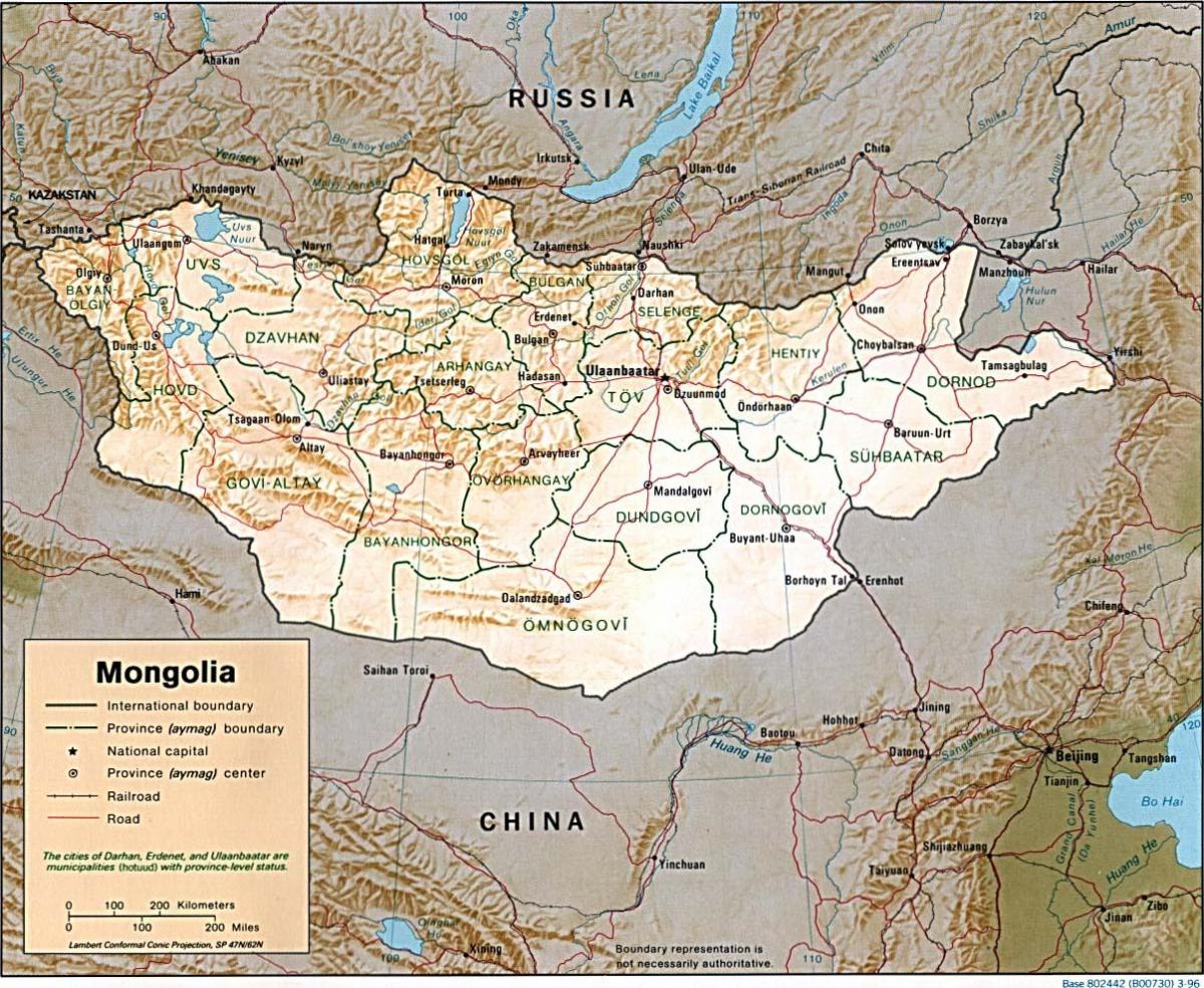 Mongolia geographical map
