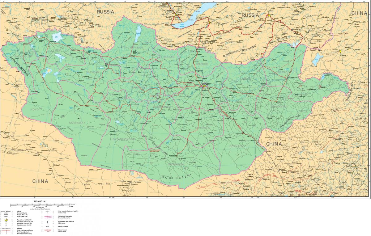 map of Mongolia road
