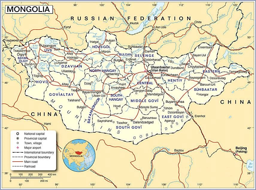 Mongolia tourist map