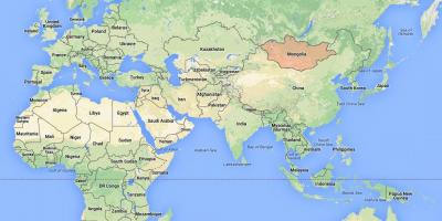 World map showing Mongolia